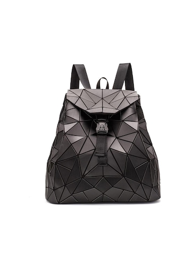 Kadın Sırt Çantası Kız Öğrenci Okul Çantası Holografik Lazer Geometri Seyahat Çantası Tasarımcı Kadın Sırt Çantası Black Siyah