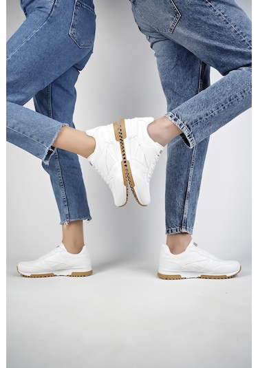 Muggo Blake Unisex Ortopedik Günlük Garantili Yürüyüş Koşu Sneaker Spor Ayakkabı Beyaz