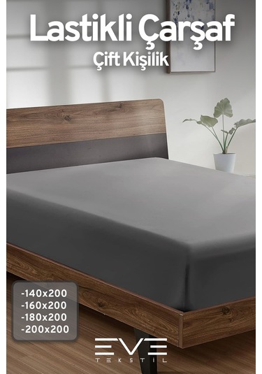 Eve Tekstil %100 Doğal Pamuk Tek Kişilik Rainforce Kumaş Lastikli Çarşaf Ve Yastık Kılıf Set Koyu Gri