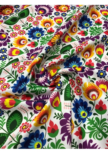 Botanik Çiçek Desenli Dijital Baskılı Kumaş
