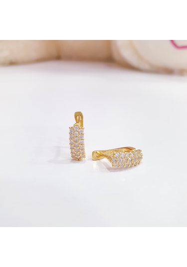 925 Ayar Gümüş Beyaz Taşlı Gümüş Çocuk Küpesi