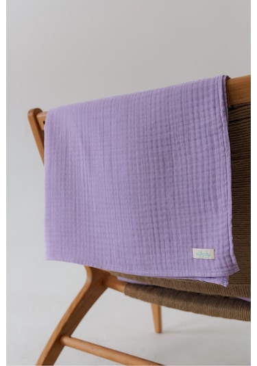 Organik Pamuk Ekstra Yumuşak 4 Katlı Müslin Battaniye Lavanta 85x100 CM Açık Mor