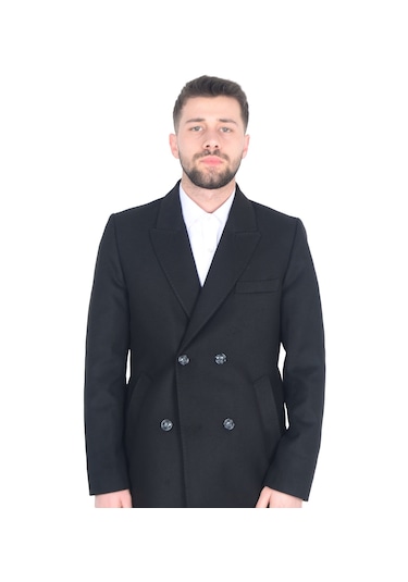 Cengiz İnler Kısa Kruvaze Erkek Kaşe Kaban 001
