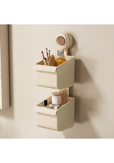 Sones Vakumlu Duvara Monte Banyo Rafı Drenaj Çıkarılabilir Depolama Rafı Asılı Sepet, Stil: 2 Katmanlı Küçük Kahverengi Diğer