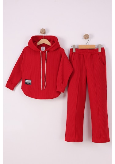 Monox Kız Çocuk Sim İpli Fitilli Polar Takım Kırmızı