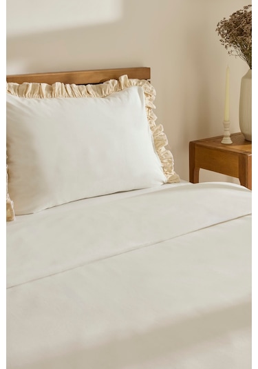 Kaşmir Home Lisa %100 Pamuk Çift Kişilik Nevresim Takımı Offwhite