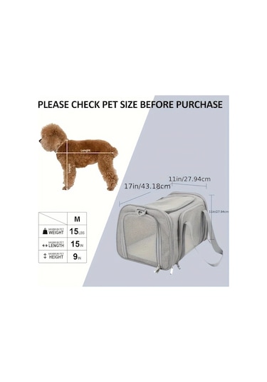 Tongdashop Siyah Havayolu Onaylı 15 Kg'a Kadar Kedi Taşıma Çantası Katlanır Mesh