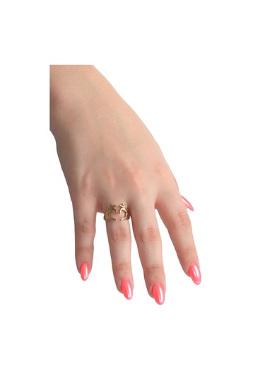 Labalaba Kadın Lak Kaplama Çift El Kalp - Aşk Yüzük - Altın Altın