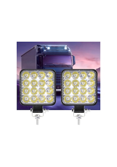 Off Road Sis Farı - Lamba 16 Led Kare Çalışma Lambası 2 Adet