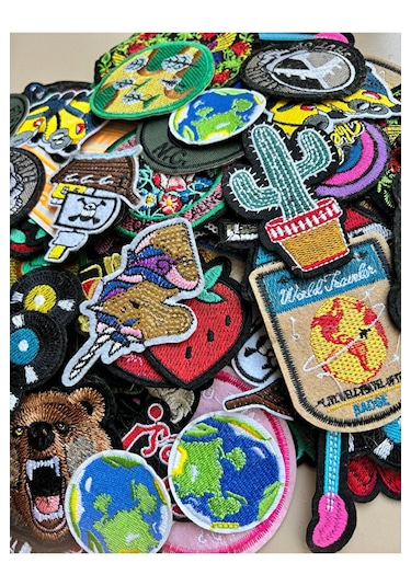 Halfart Karışık Desenli 50 Adet Ütü İle Yapışan Yama Arma Patch Seti Çok Renkli