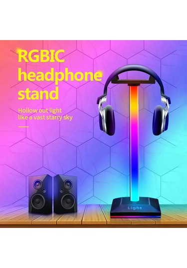 Konesam Oyuncu Kulaklık Tutucusu Rgb Işıklı, Dokunmatik Kontrol, Ayrılamabilir, Masaüstü Ambiyans Aydınlatması, Plastik, Siyah