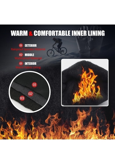 Pazly Kışlık Sıcak Eldiven Erkek Kadın Yağmur Ve Rüzgar Geçirmez Termal Spor Eldiven Sıcak Astarlı