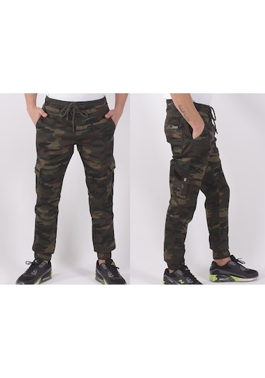 Black Steel,Bel-Paça Lastikli,Cepli Kamuflaj Pantolon-91000