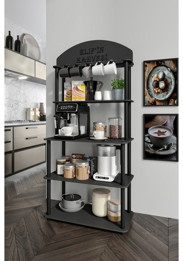 Bollente Dekoratif Kişiye Özel Isminize Özel Kahve Köşesi Siyah 34cmx69cm Siyah