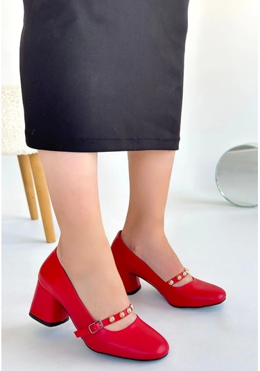 Tino Kırmızı Cilt Kadın Topuklu Ayakkabı Kırmızı