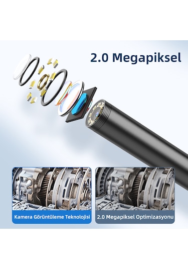 Endoskop 20mp Ip67 - 5 Metre Kablolu Led Aydınlatmalı - Android/ios Uyumlu - Siyah