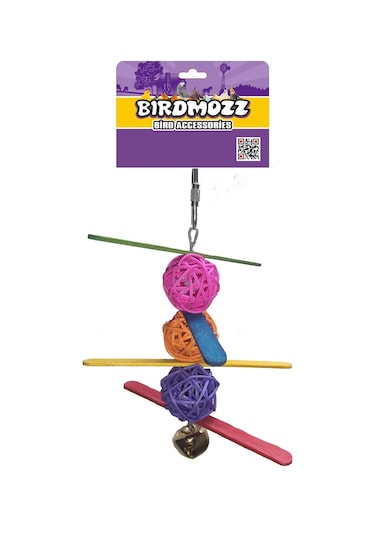 Birdmozz 3'lü Renkli Çubuklu Toplu Kuş Oyuncağı
