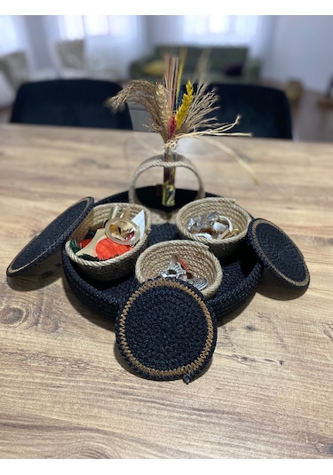 Hasır Sepet, Jüt Ip Sepet, Dekoratif Saklama Kutusu, Hediyelik Sepet, Hasır Sunum Tepsi