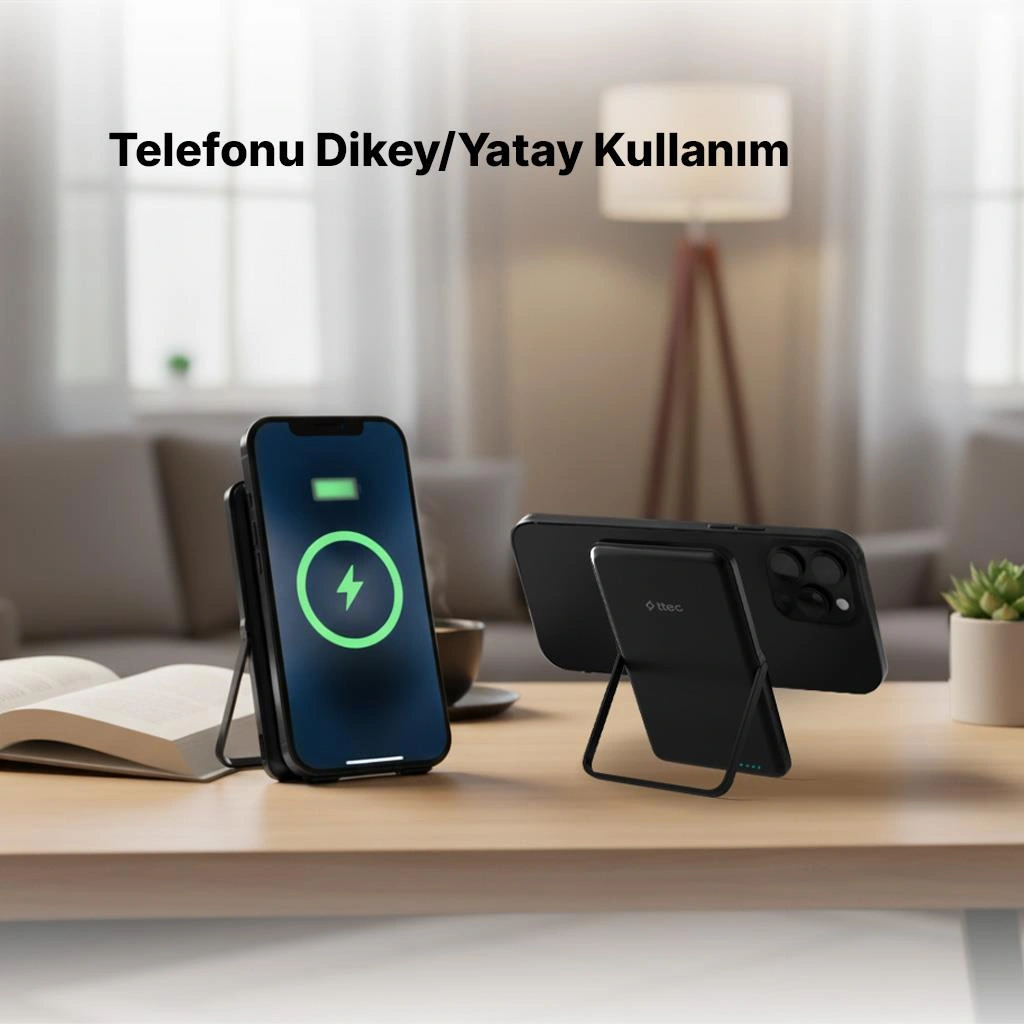 Ttec Recharger M 5.000mah Magsafe Uyumlu Pd 20w Stantlı Kablosuz Taşınabilir Hızlı Şarj Aleti 2bb235 siyah