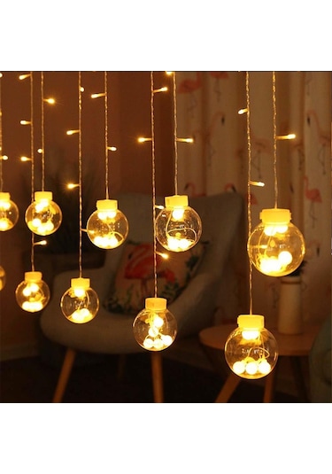 Ampul Top Perde Led Işık Dekoratif Dilek Topu Fişli Animasyonlu Eklenebilir