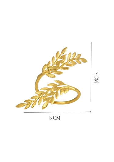 Mufunye Şık Ve Dayanıklı 6 Parça Peçete Halkası Seti, Hediye Kutusunda - Yeşil & Altın Renk Seçeneği Diğer