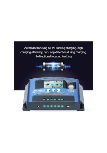 Pazly Mppt Güneş Şarj Kontrol Cihazı, Akıllı Lcd, 12/24v Otomatik Tanıma, Çift Usb Çıkışlı, 60a/100a/30a/40a/50a Anma Akımı