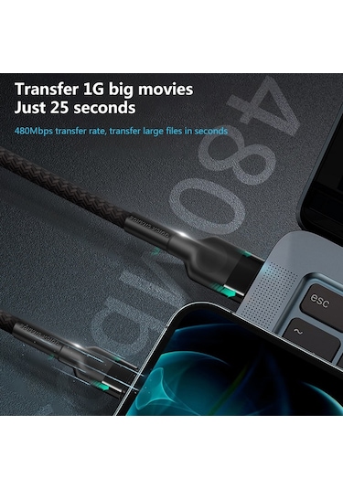 8 Pin 5a Güzellik Dövme Usb Şarj Kablosu, Kablo Uzunluğu: 1m Beyaz