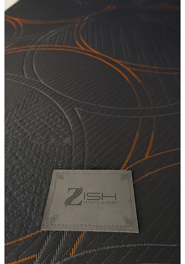 Dark Trend Sleep Yıkanabilir Kılıf Orta Sert Sünger Yatak Pedi & Şiltesi Topper 5 Cm Turuncu Şeritli Siyah