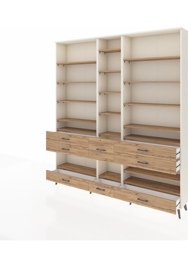 Arges Dolap 19 Raflı 8 Çekmeceli 220x30x243 Aytaşı-çam/çam Atlas Çam/atlas Çam