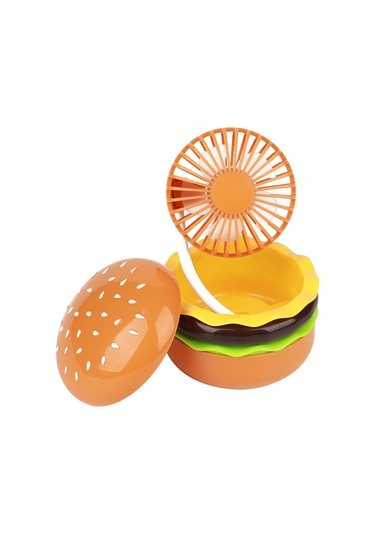 Kosona Usb Şarjlı 360 Ayarabilir Mini El Venti, Güzellik Aynalı Ve Taşınabilir, Hamburger Desenli Mavi Rüzgar, Yaz İçin Pratik - Pembe