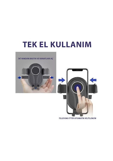 Nr82 Araç İçi Havalandırma Telefon Tutucu Kancalı Tek El Kullanım