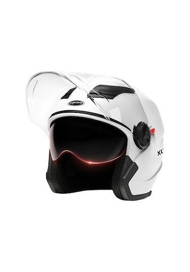 Tcherchi Romantik Balon Kask Motosiklet Kaskı Beyaz