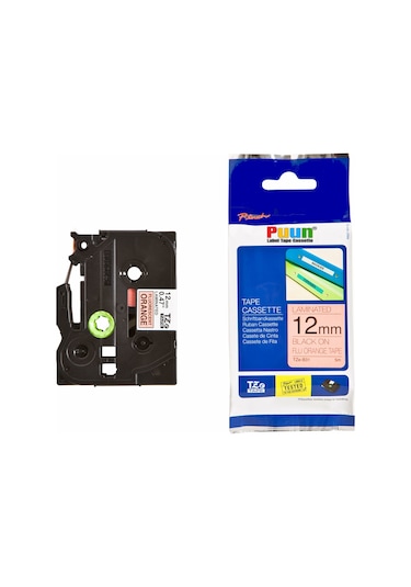 Puun Brother P-Touch TZE-B31 12MM x 8m Fosforlu Turuncu Orange Üz