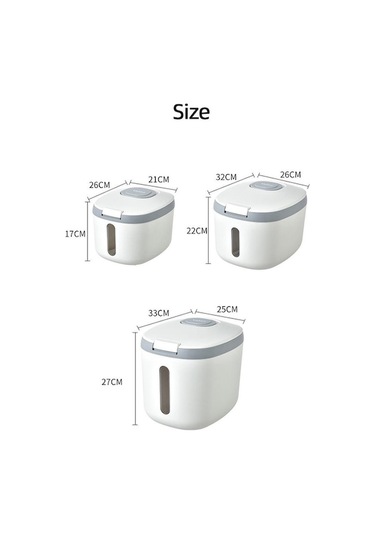 Pazly 9l Gri Pirinç Kutusu Böcek/nem Geçirmez Mühürlü Gıda Kavanozu Ev Pet Depolama Gri