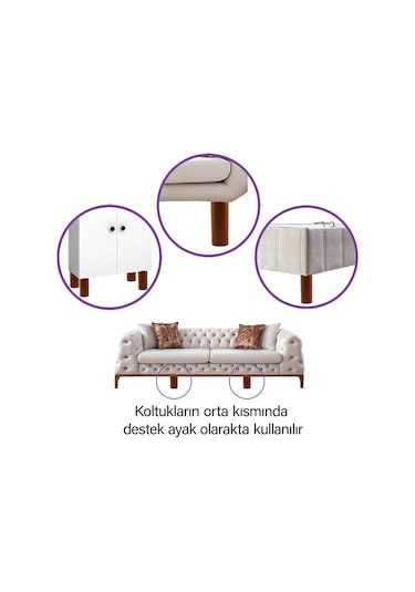 Silindir Destek Ayağı 12 Cm Kahverengi Gizli Ayak Mobilya Kanepe Baza Koltuk Dolap Sehpa Tv Ünitesi Ayağı
