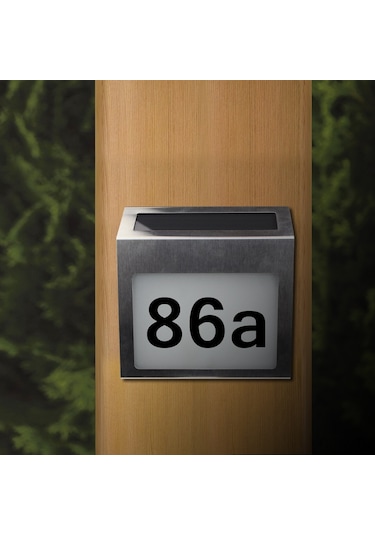 Qingmipy Güneş Enerjili Aydınlatmalı Ev Numarası Plakası - Otomatik Sensörlü, Su Geçirmez, Kolay Kurulum Gri