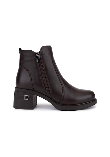 Tamer Tanca Kadın Hakiki Deri Kahverengi Topuklu Bot 1065 2700 Bn Bot Sk25-26 Kahve Dr Kahverengi