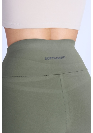 Soft&Basic Bıker Haki Kısa Spor Tayt Haki