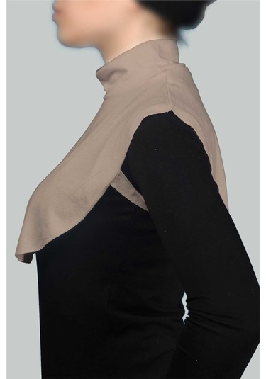 Altobeh Düz Balıkçı Yaka Boğazlı Penye Tesettür Kadın Yakalık Boyunluk - Açık Vizon