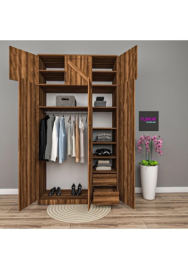 Loft 3 Kapılı Gardrop Mdf Sis Gri