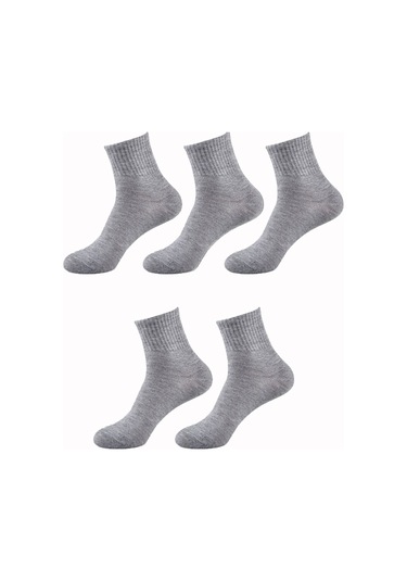 5li Kadın Erkek Kolej Çorap Renkli Pamuklu Yarım Konç Ekonomik Gri