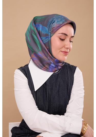 Silk Home Twill İpek Eşarp 11480-77 Füme, Patina, Bebe Mavi, Saks,yeşil