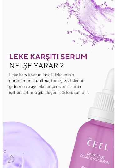 The Ceel Leke Karşıtı ve Cilt Tonu Eşitleyen Cilt Serumu, Glutatyon & Niacinamide Etkili 30 Ml