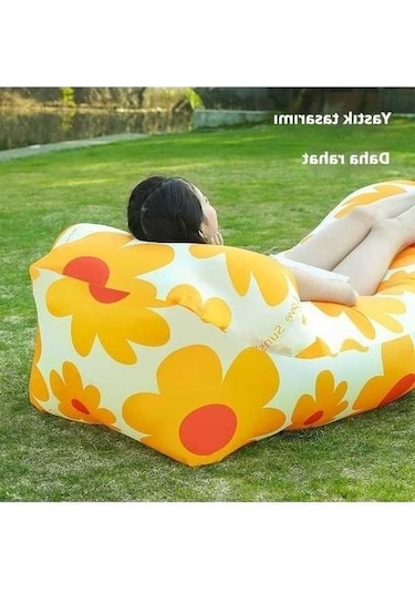 Pazly Desenli Hava Yatağı, Baş Destekli, Kamp Pembe Pembe Pembe, Taşınabilir, Kamp Ve Açık Hava Etkinlikleri İçin Pembe