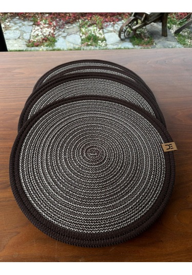 6 Lı Yuvarlak Supla Takımı Kolay Temizlenebilir, Modern Sofralar İçin Siyah - Natural