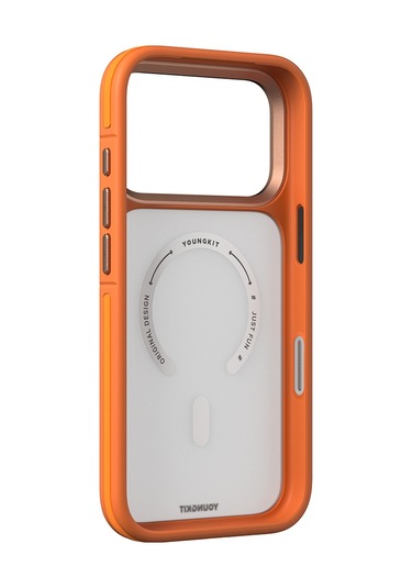 İphone 17 Pro Uyumlu Kılıf M-safe Şarj Özellikli Youngkit Rock Sand Serisi Kapak Turuncu
