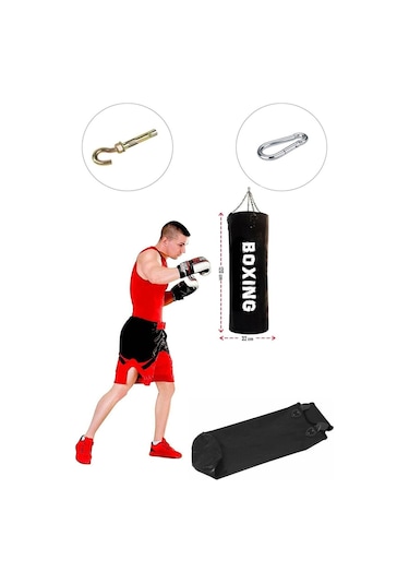 Zincirli Kum Torbası 70 x 25 CM + Tavan Aparatı Siyah