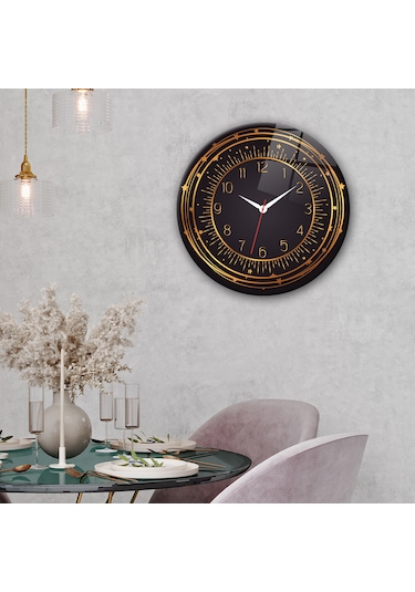 Decorita Cam Saat | Black Star | Çap40cm Çok Renkli