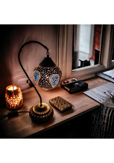 Damla Desenli Dekoratif Su Kabağı Lamba Eskitme