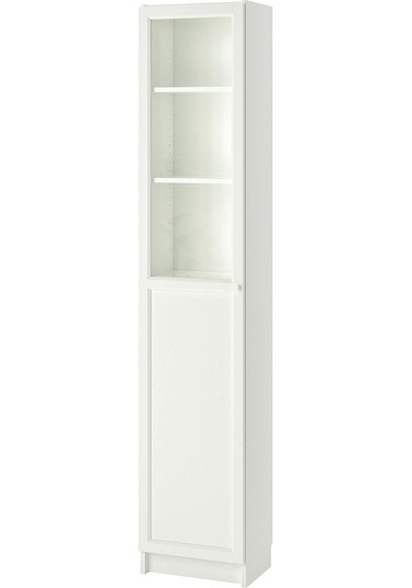 Cam/panel Kapaklı Kitaplık, Beyaz, 40x30x202 Cm Beyaz